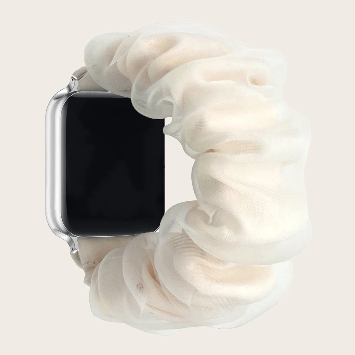 The new organza double Compatible with Apple Watch Bands Scrunchies 38/40/45mmWomen Cloth Pattern Printed Fabric Wristbands