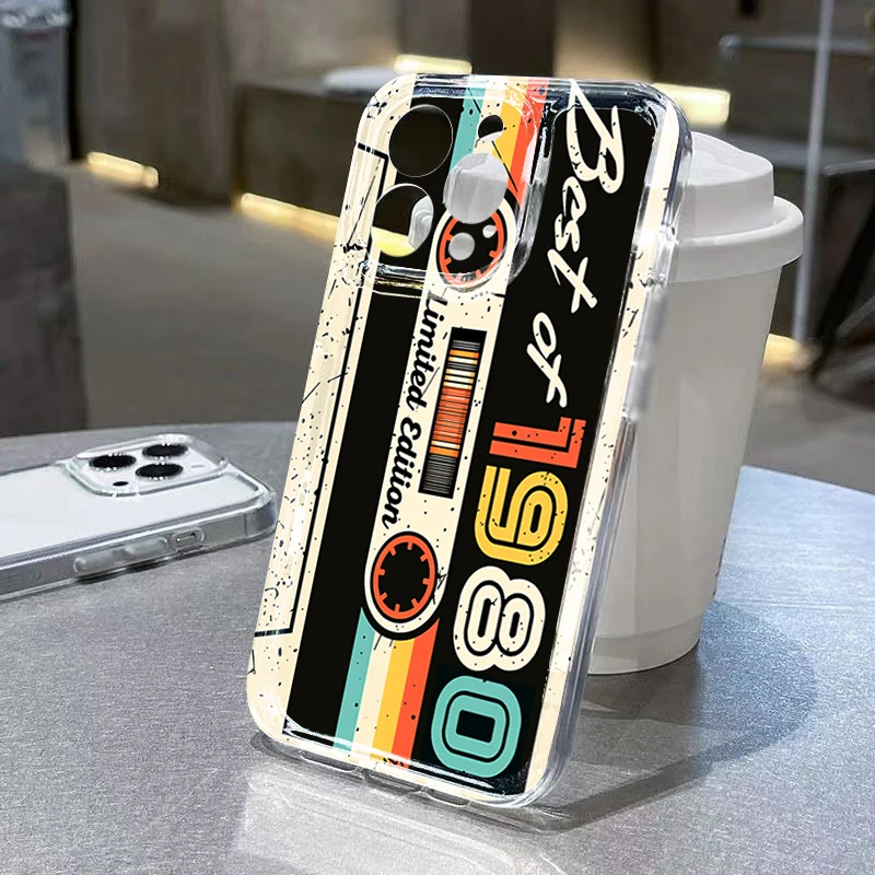

For Xiaomi Redmi Note 15 14 13 12 Pro Plus 5G 12S 11 10 Case Cassette Tape Pattern Clear Cover For Redmi 13 12 14C 13C 12C Funda