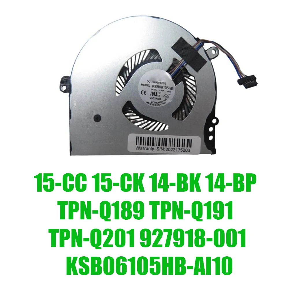 

For HP 15-CC 15-CK 14-BK 14-BP TPN-Q189 TPN-Q191 TPN-Q201 927918-001 KSB06105HB-AI10 DC5V Replacement Laptop CPU Fan