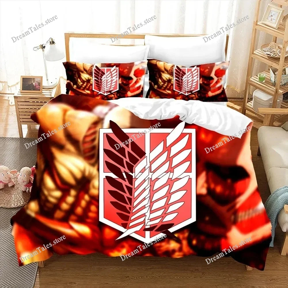 Attack on Titan Duvet Cover Anime Cartoon Bedding Set Boys Girls Bedroom Decoration Kids Gift Single Double Size Luxury Gift741