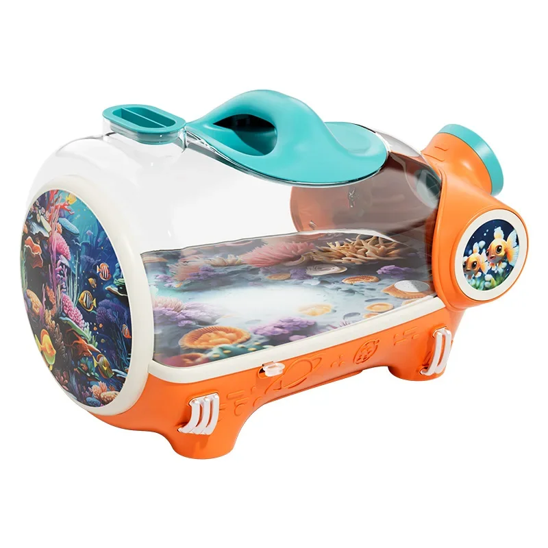 

Novelty Children Fish Tank with LED Light STEM Electronic Educational Breeding Toys Mini Desktop Aquarium For Kids