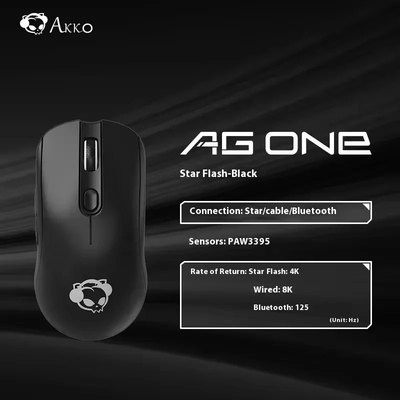 AKKO AG ONE Tri-Mode Gaming Mouse PAW3395 Star Flash 26000DPI Wireless Wired 8K Lightweight Mouse e-Sports Gaming Laptop Mouse