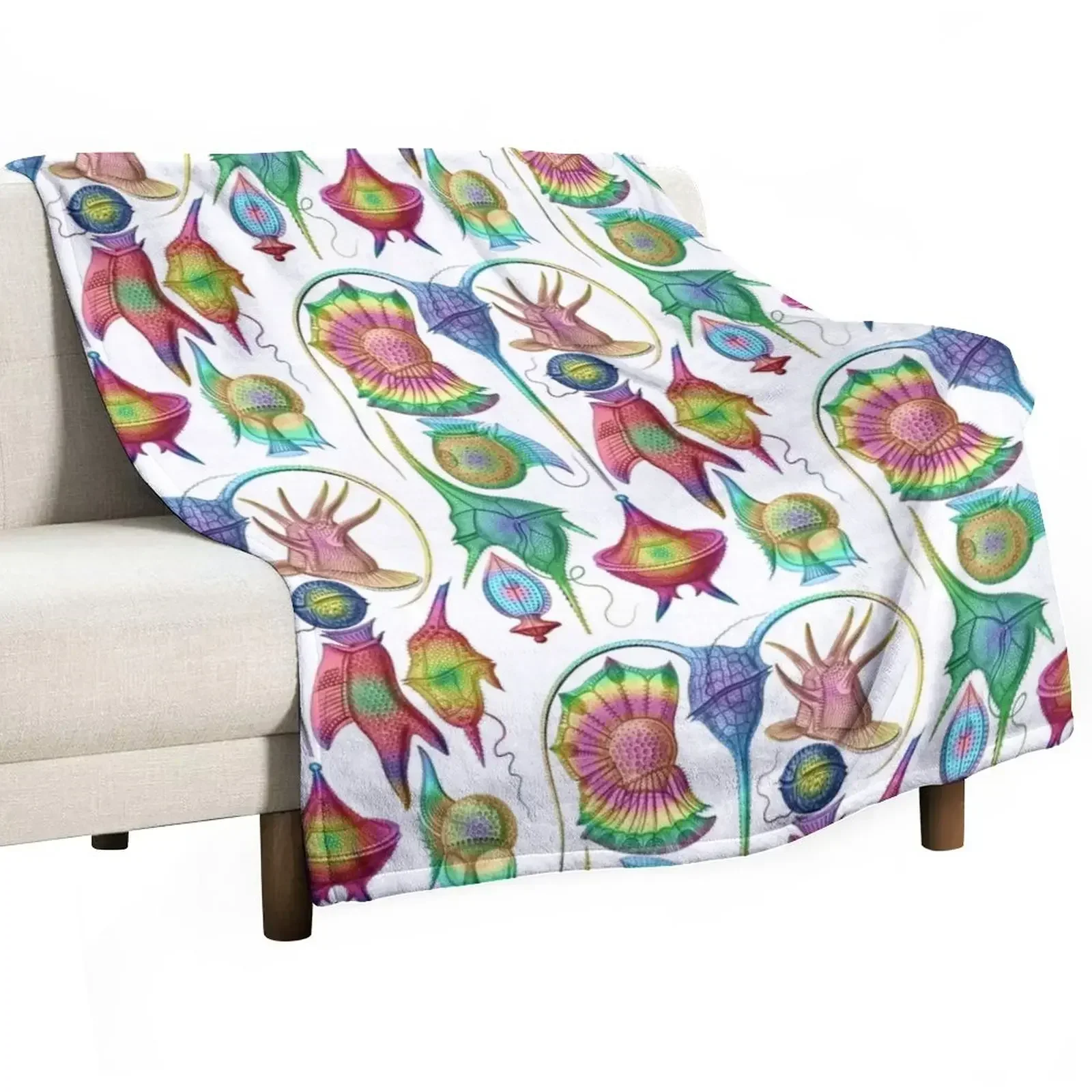 Ernst Haeckel Peridinea Plankton Algae Rainbow Throw Blanket Flannels Luxury Thicken Blankets