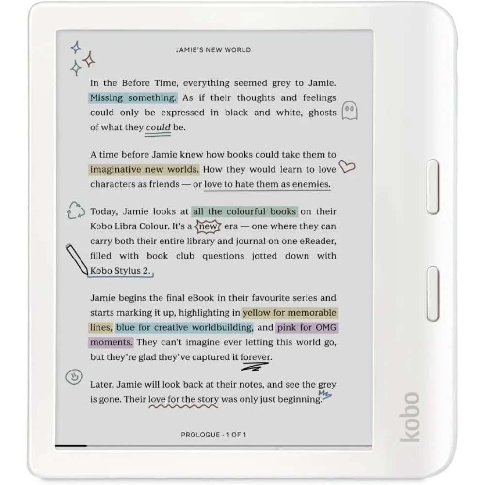 

7-дюймовый цветной эректор E Ink без бликов с темным режимом, водонепроницаемая поддержка аудиокниг, белый цвет