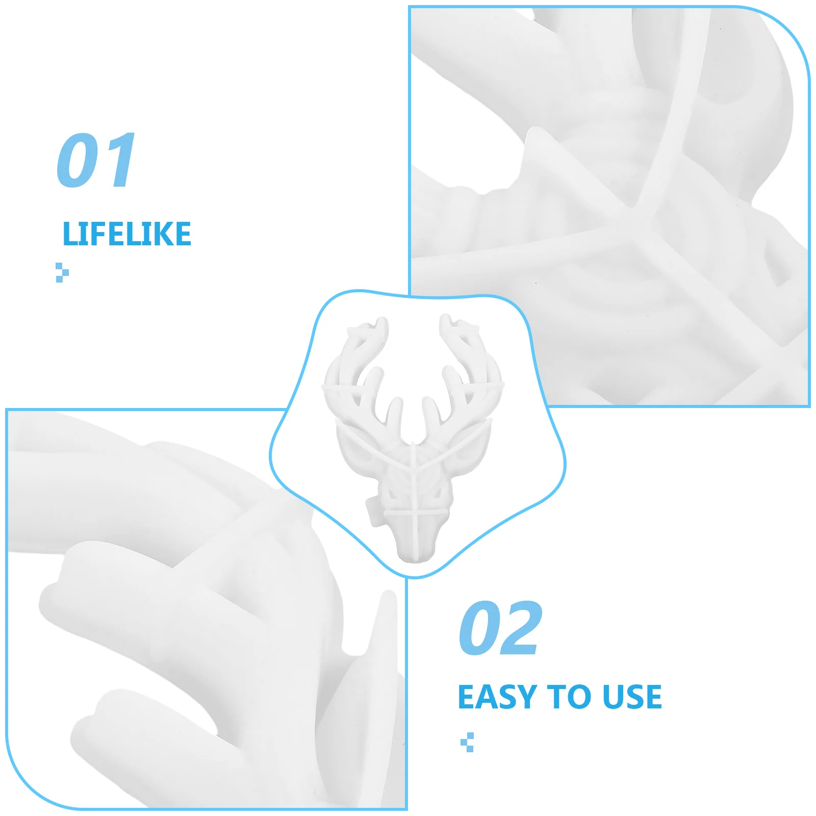 

DIY Deer Head Wall Art Silicone Mold Epoxy Resin Casting Reusable Flexible Non-Stick Craft Mold for Handmade Decorative Plaque