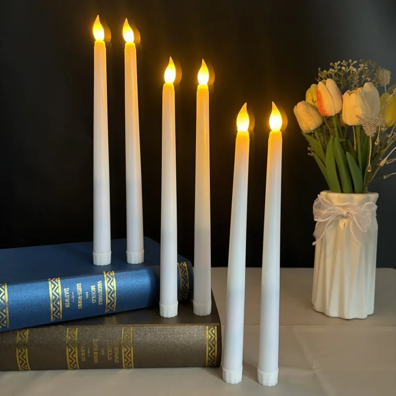 

LED Flameless Taper Candles Lights 3D Wick Battery Christmas Simulation Candles Window Candles Long Electric Candles Lamp