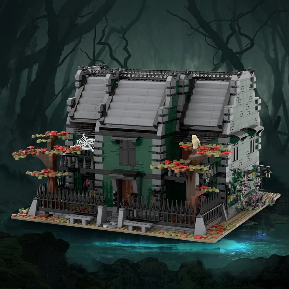 MOC ホラーマンションビルディングブロックモデル中世ホラーマンション建築ストリートビューレンガ組立おもちゃ子供の誕生日ギフト