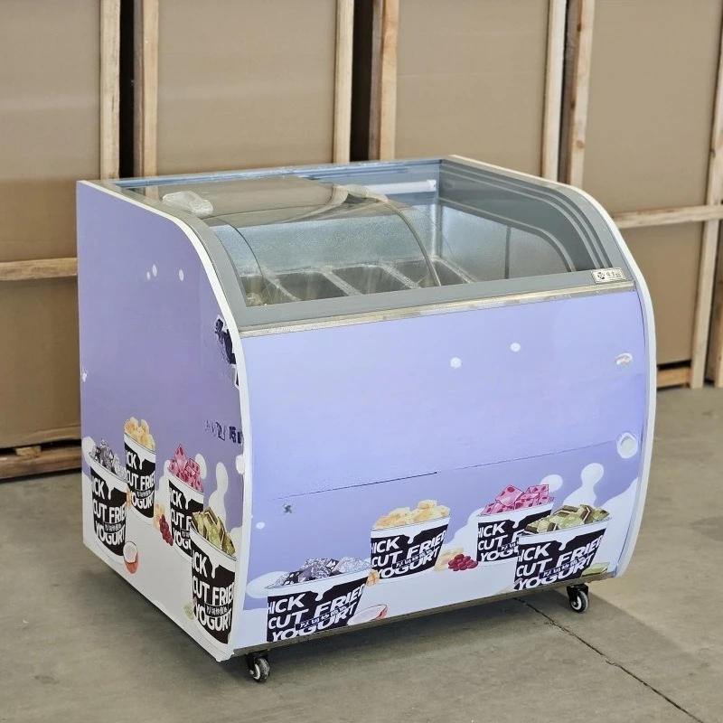 10 boxes thick cut fried yogurt display cabinet commercial ice cream ice cream cabinet frozen ice cream Internet celebrity