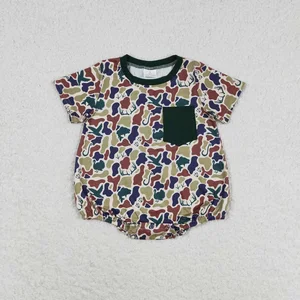 Recém-nascido mangas curtas bolha bodysuit de uma peça, bebê menino criança vaca camo patos macacão, roupas infantis, macacão por atacado 10 principais vendas roupas de bebe no atacado - №4