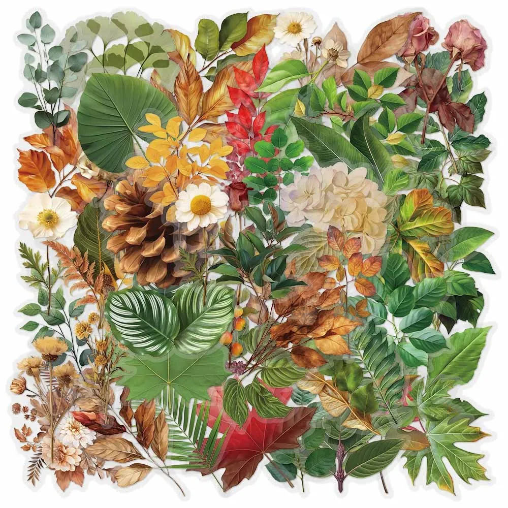 50Pcs Cartoon Plant Stickers Set DIY Decor for Phone Case Journal Laptop iPad Giajar Sticker Store