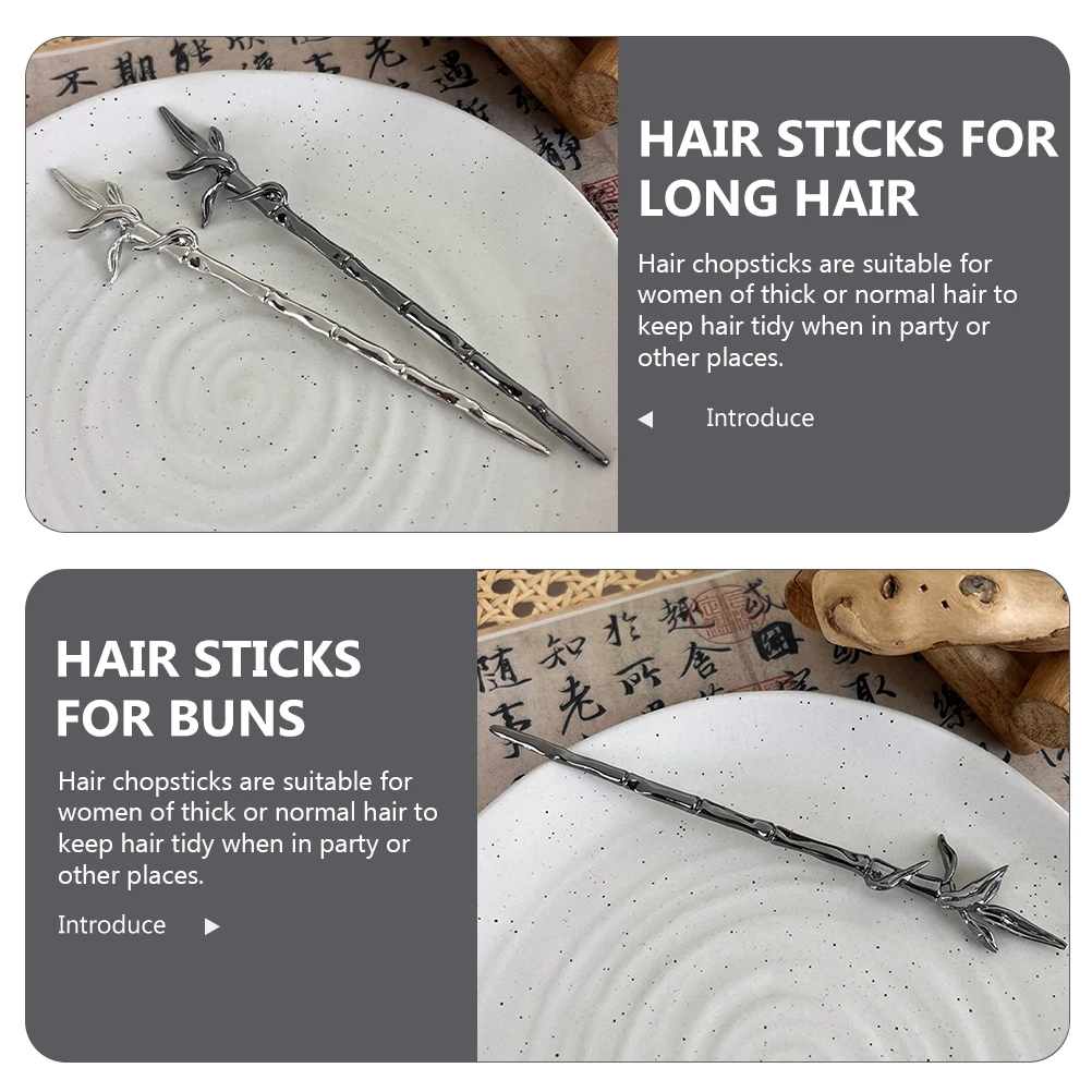 

2pcs Bamboo Joint Hairpin Silver Women Accessories Vintage Hair Sticks for Bun Hairstyle Party Wedding Prom Gifts Hair Care