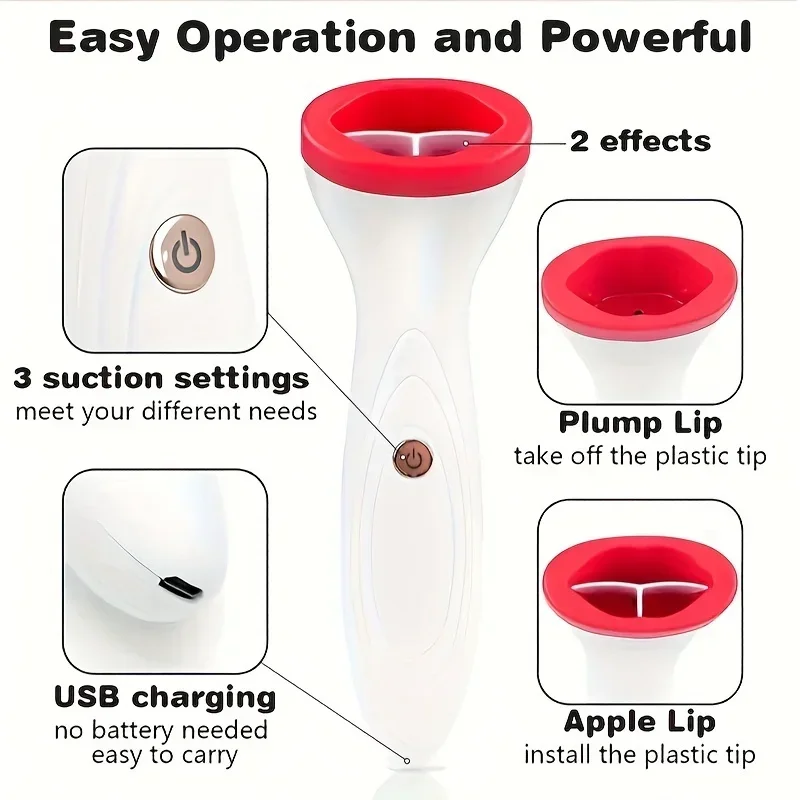 USB Electric Lip Enhancer Silicone Enhancement Lip Plumper Device Beauty Personal Care Gift for Women