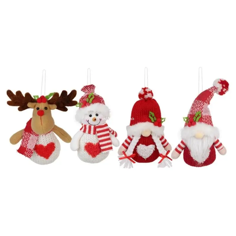 

Set of 4 Character Christmas Tree Pendants Polyester Hanging Accessories