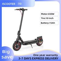 ISCOOTER I10 E-scooter for Adults 650W Motor Foldable Electric Scooter 36V 15Ah 10 Inch Tires City Commuter Electric Scooter