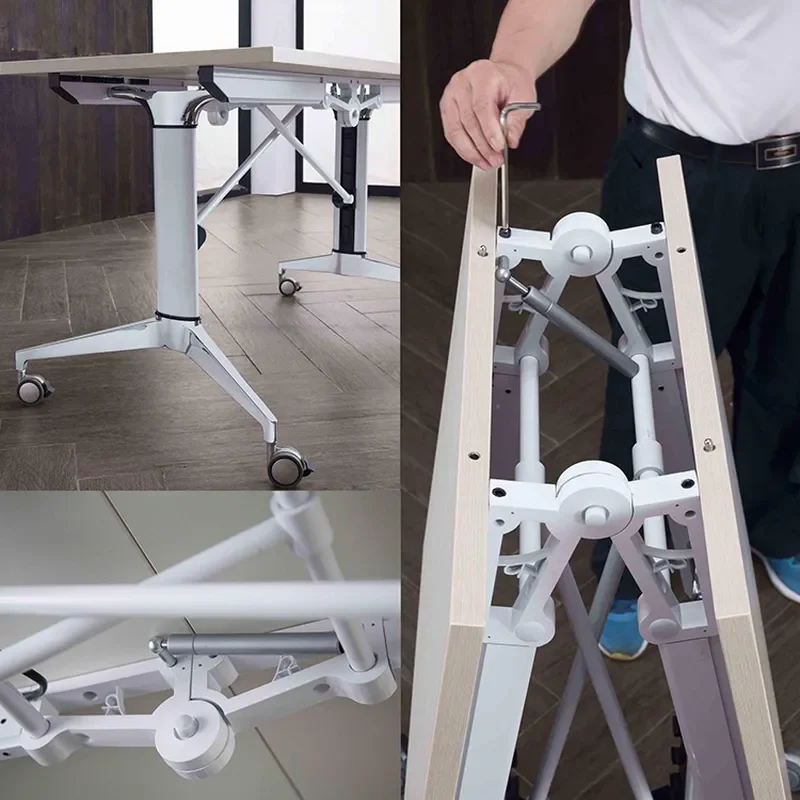 Folding Mobile Training Table Office Desk and Chair Combo Long Educational Splicing Conference Table for Institutions