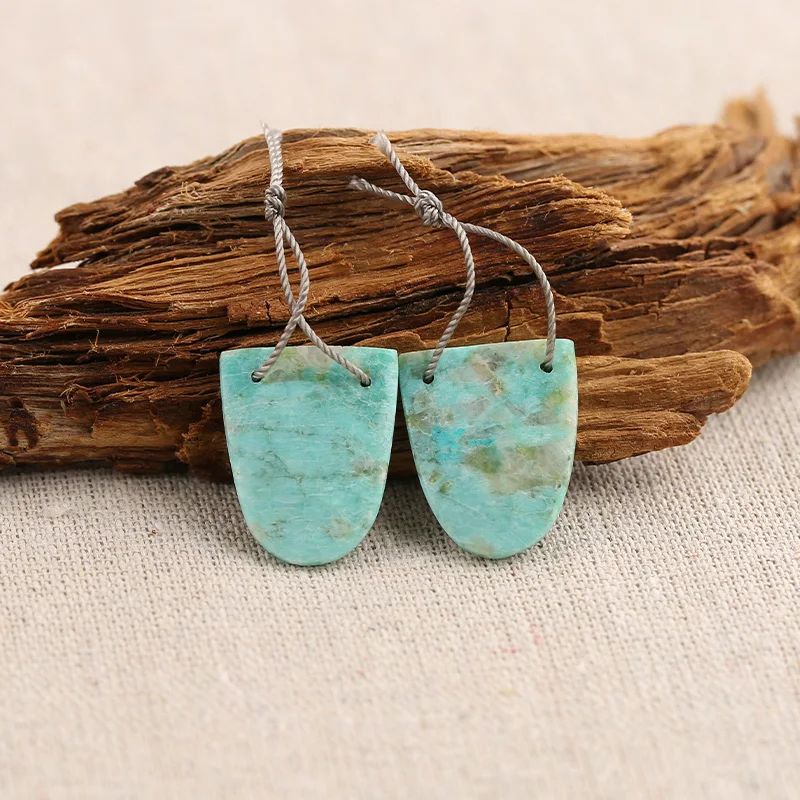 

B&F Chrysocolla Double Hole Earring Beads, Handmade Natural stones beads, Polished Stones for jewelry Making Supplies