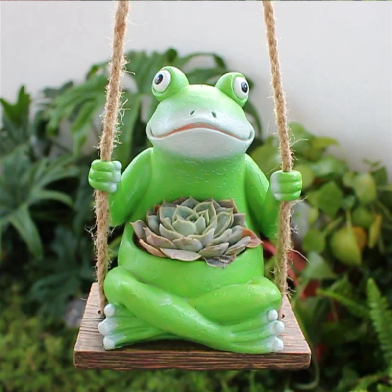 Hoge kwaliteit swingende kikker plantenpot bloempot hars kikker succulente plantenbak voor binnen buiten terras vensterbank tuin Dura