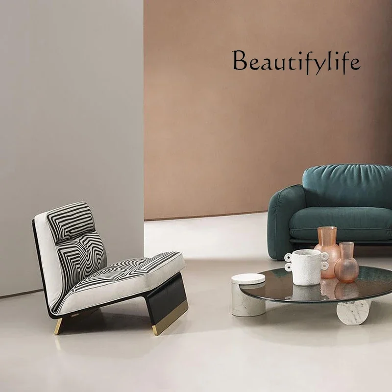 Italian Simple and Light Luxury Household Single Leisure Chair Designer Stainless Steel Sofa Armchair