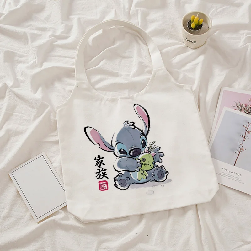 Harajuku Disney Stitch Tote Bag Shopper borsa a tracolla in tela Eco Lilo e Stitch Shopping Bag donna Tote femminile