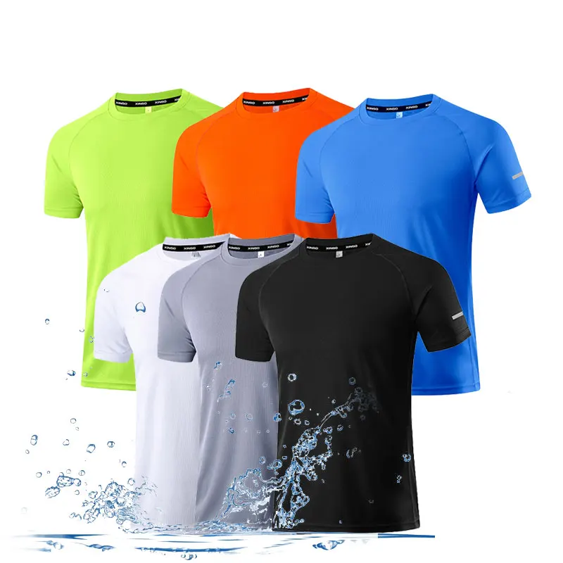 Men Reflective Short Sleeve T‑Shirt Quick Dry Breathable Athletic Tops for Gym Fitness Workout Sportswear