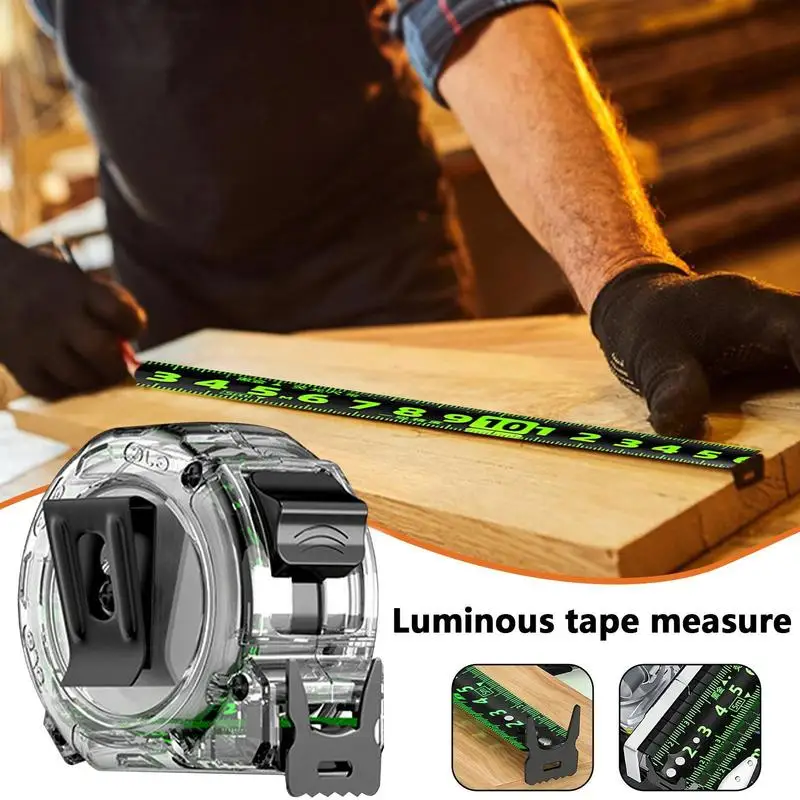 Tape Measure Sided Tape Measure With Transparent Case Fluorescent Self-Locking Carpenter Measurement Tape For Construction