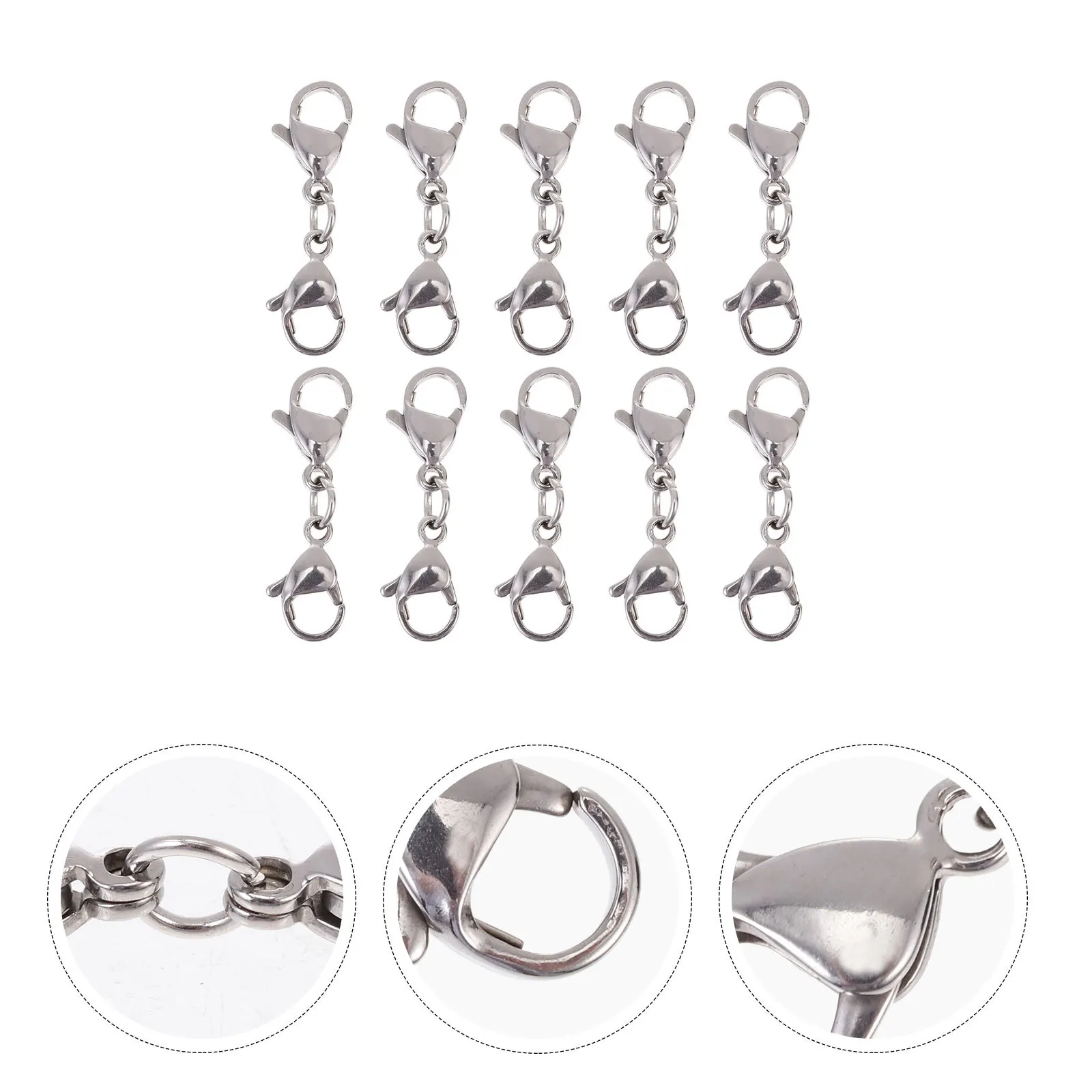 

10Pcs Stainless Steel Lobster Clasps DIY Jewelry Accessories Double-End Connectors Necklace Bracelet Extension Buckles