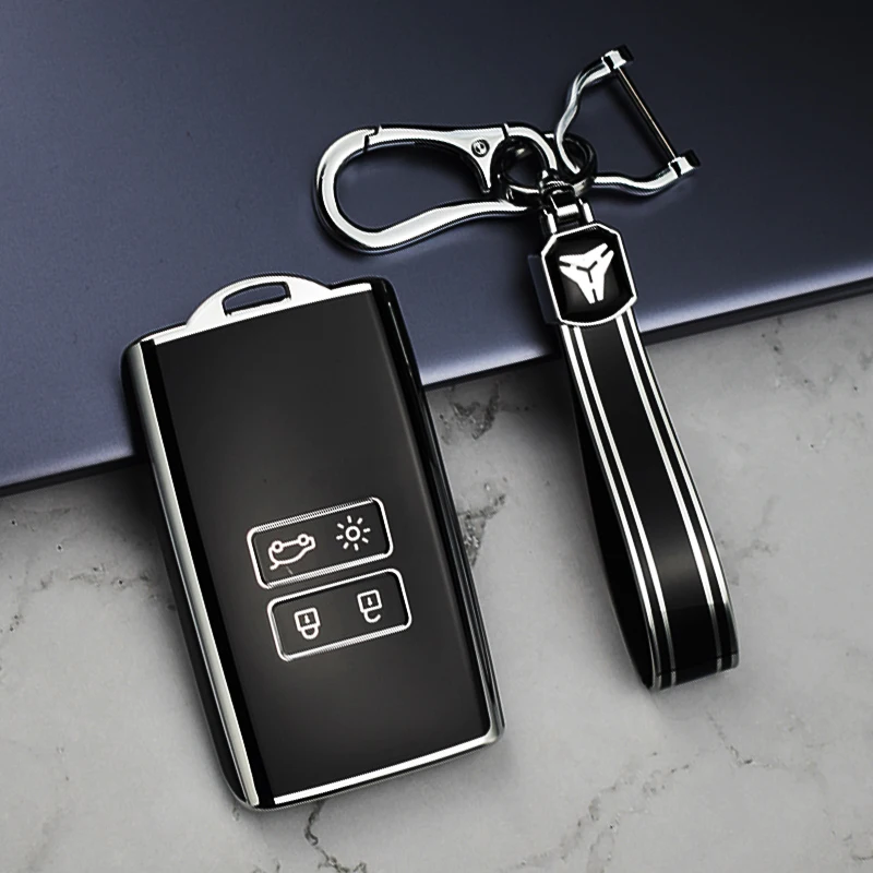Silver Edge Car Key Cover Case Fob For Renault Captur Megane Talisman Espace Clio Zoe Koleos Scenic 4 Arkana Dacia Sandero Card