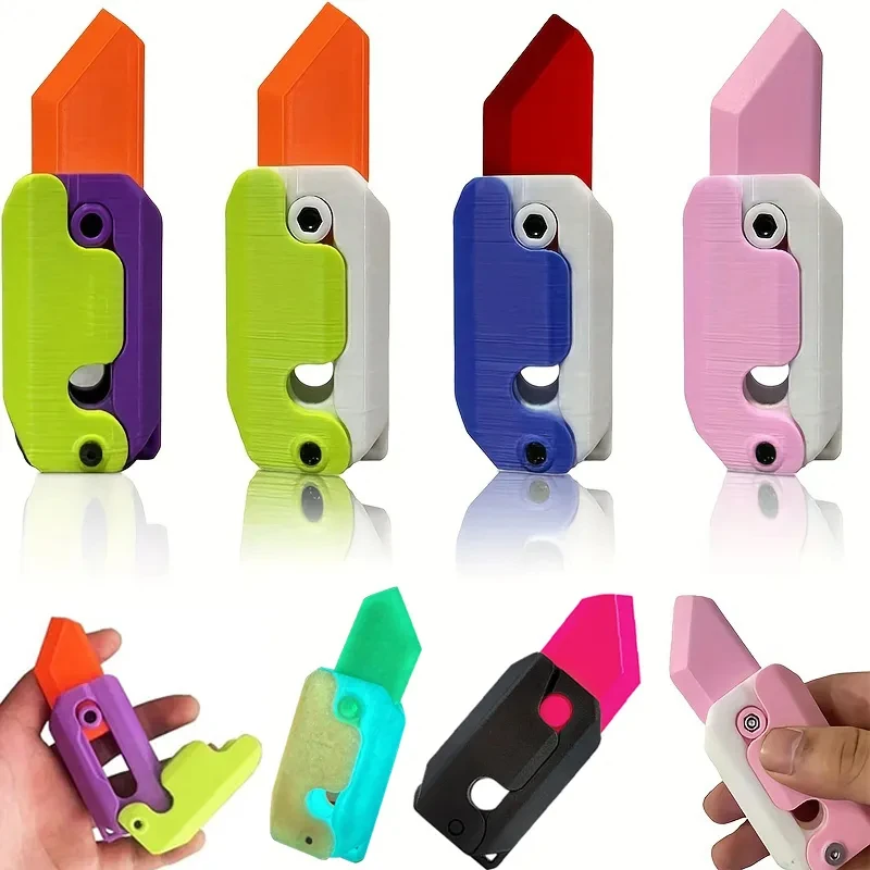 

3D Printing Gravity Knife Cub Jumping Small Radish Knife Mini Model Pendant Push Card Decompression Toy Mini Butterfly Knife