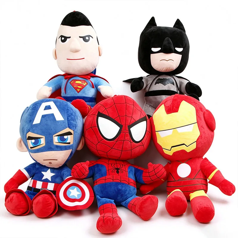 25-30cm Cartoon Superhero Stuffed Plush Doll, Soft Plush Figure, Batman, Spiderman, Iron Man, Captain America, Kids Holiday Gift
