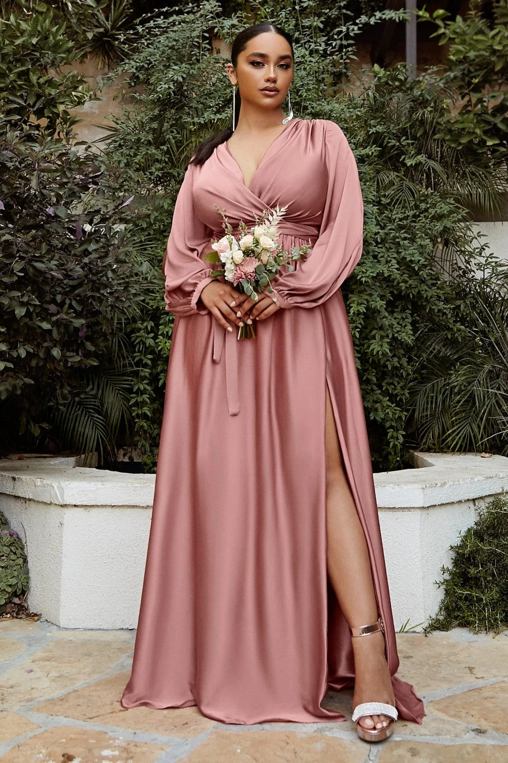 Off the Shoulder V-neck Bridesmaid Dresses for Wedding Split Long Sleeves Pleated Corset Formal Prom Gowns A-line Evening Dress