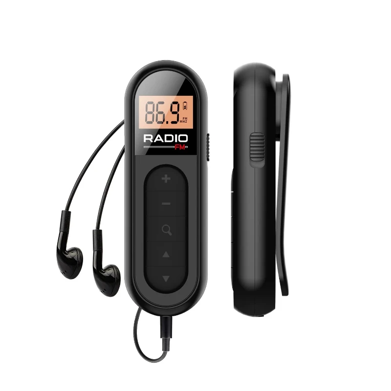 

Перезаряжаемая портативная мини-FM-радио с зажимом для активного отдыха и наушников