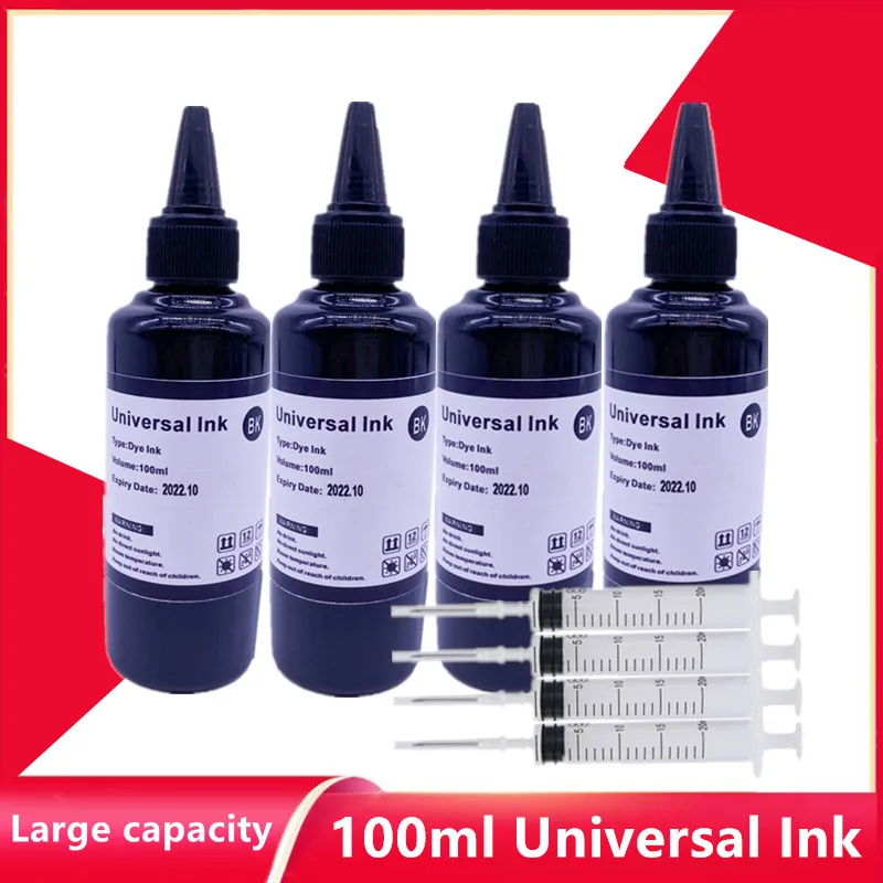 400ml preto universal recarga kit de tinta corante para todos os epson para canon para hp para irmão lexmark dell impressora jato tinta cartucho ciss