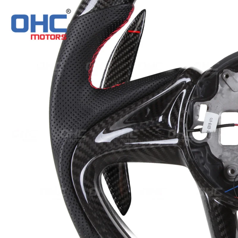 For McLaren 720S 570sgt perForated leather carbon fiber + LED car steering wheel modification racing