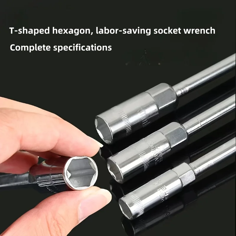 

5pcs Car Hex Socket Wrench T-Socket Hand Tool Driver Repair Socket Set Extended T-Shaped Wrench Motorcycle Car Repair Tool