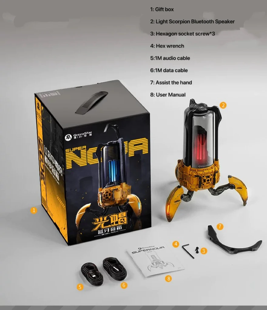 Gravity Planet G5 Light Scorpion Mecha Bluetooth Audio War meteorite Yellow Wireless Desktop Trendy Desktop Portable Speaker