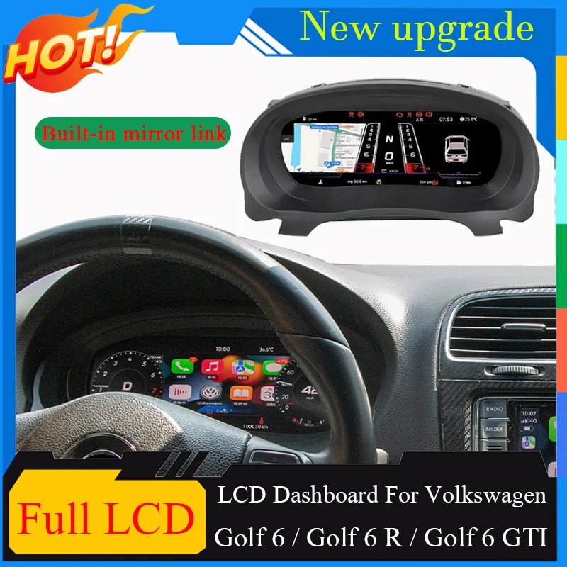 

Virtual Instrument Cluster CockPit Digital Dashboard Panel LCD Speedometer For VW Golf 6 GTI Golf 6R Full LCD Screen