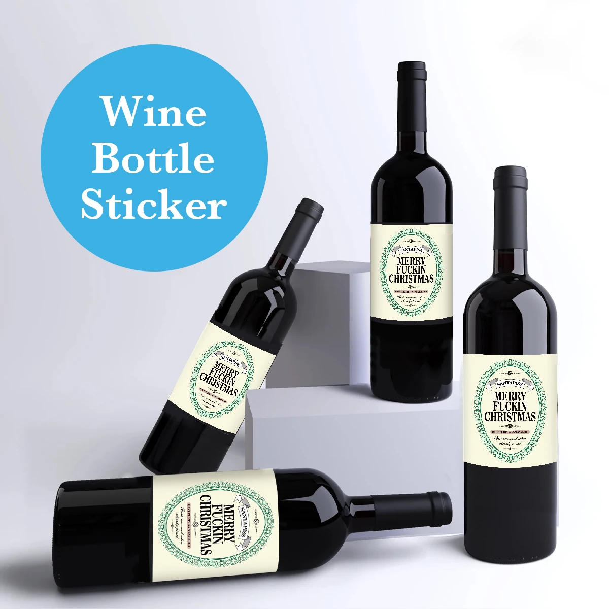 6pcs Funny Prescription Wine Bottle Labels, Christmas Funny Novelty Champagne Bottle Stickers Gift Wrapping Stickers For Friends