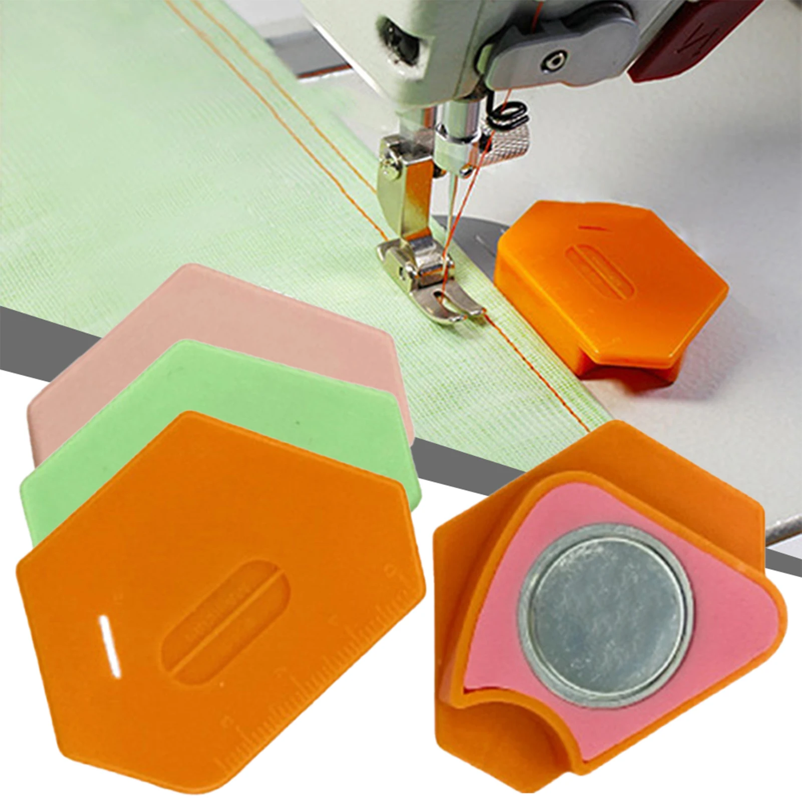 Nähen Magnetische Naht Guide Rand Polygonal Anti-Slip Kunststoff Stellungs Multifunktionale Lineal Säumer Nähmaschine Zubehör
