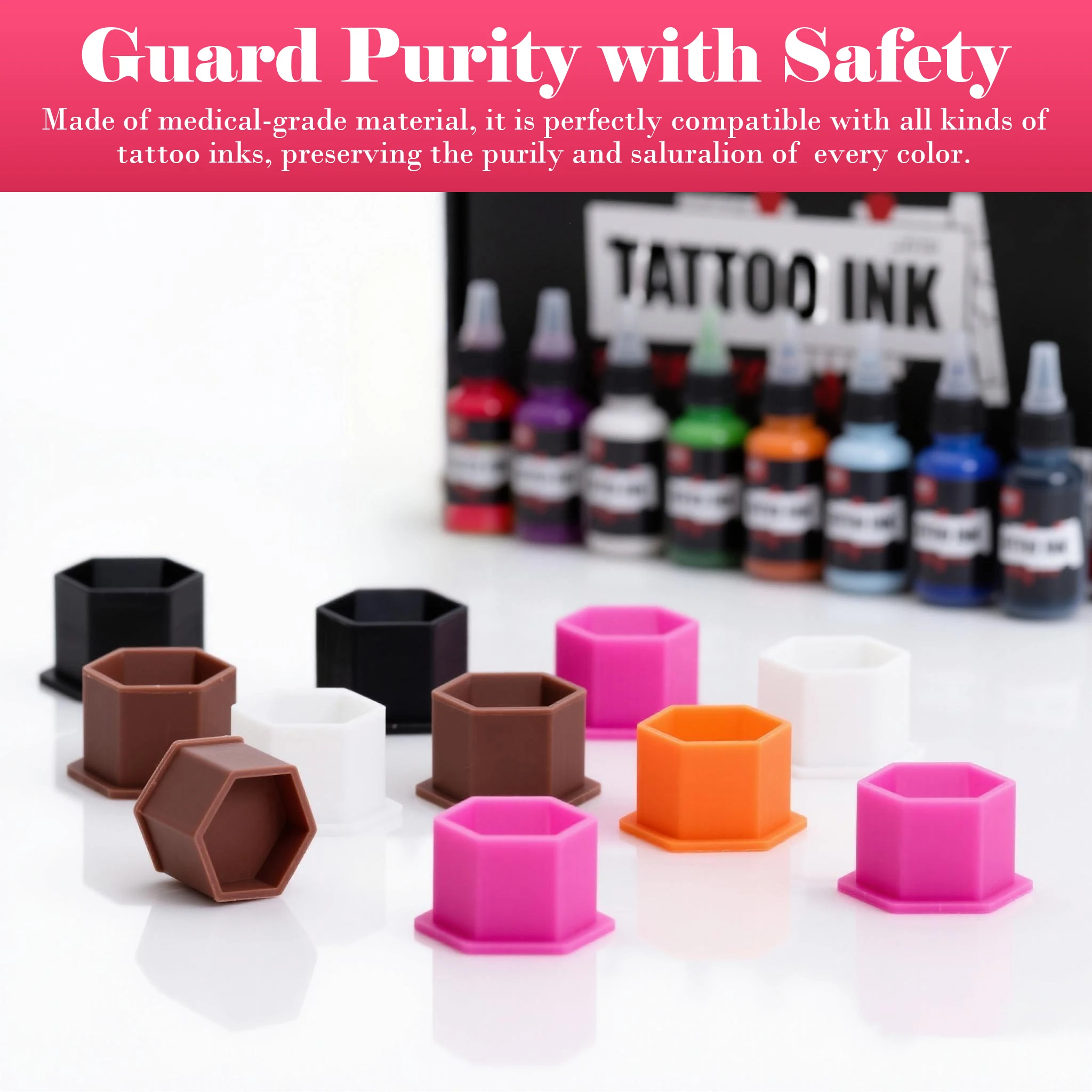 

200PCS Disposable Tattoo Ink Cups With Base Pigment Holder Container Cap Permanent Makeup Tool Tattoo Accessories