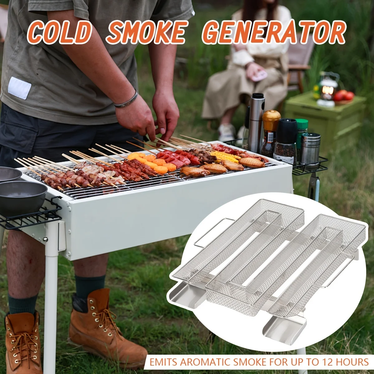 Universal Cold Smoke Generator Stainless Steel BBQ Smoker Grill Non-stick Pellet Grill Pan for Smoking BBQ Accessories