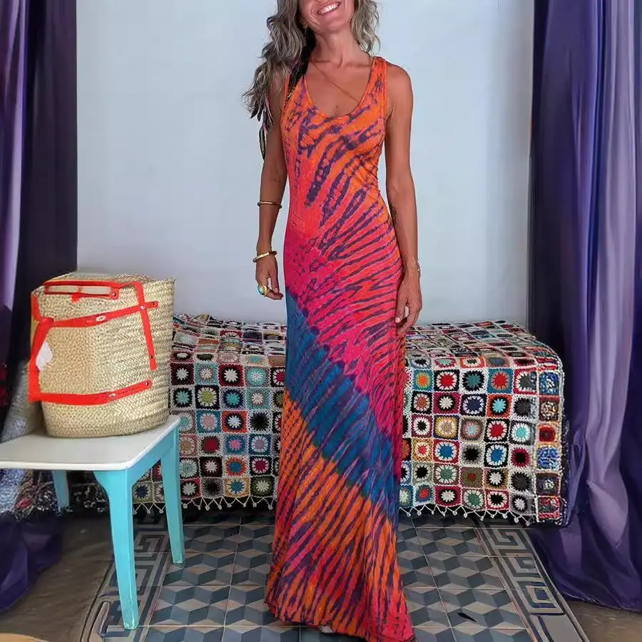 セクシーな夏のプリントスリムフィットバタイドレ女性のハイウエストストラップガウンポリエステル繊維ビジネスホームウェア