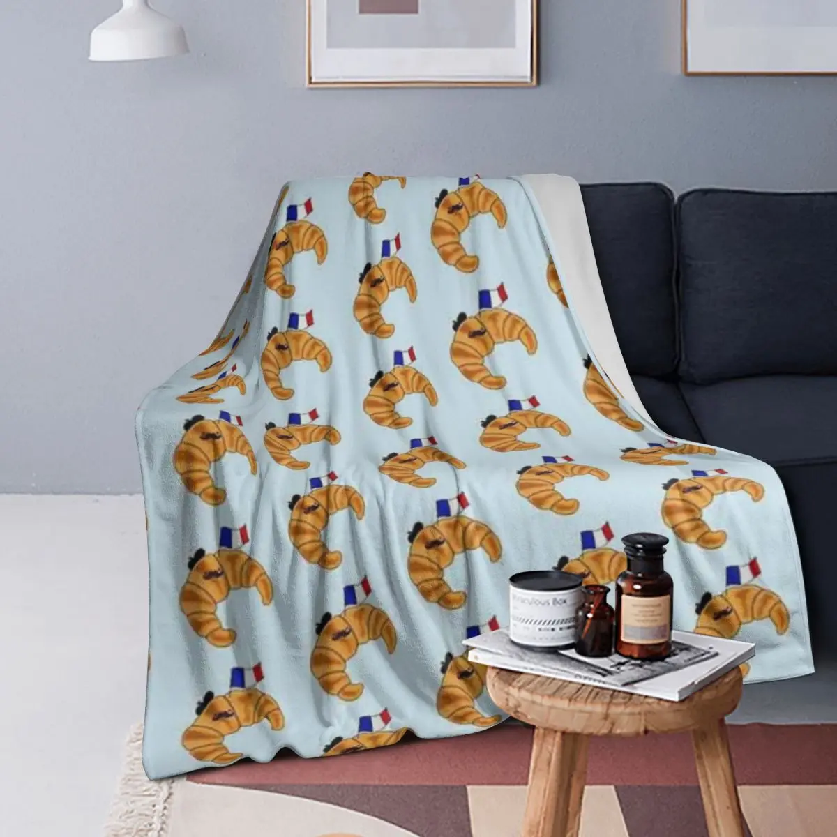 

French Croissant Blankets Soft Warm Flannel Throw Blanket Bedspread for Bed Living room Picnic Travel Home Sofa