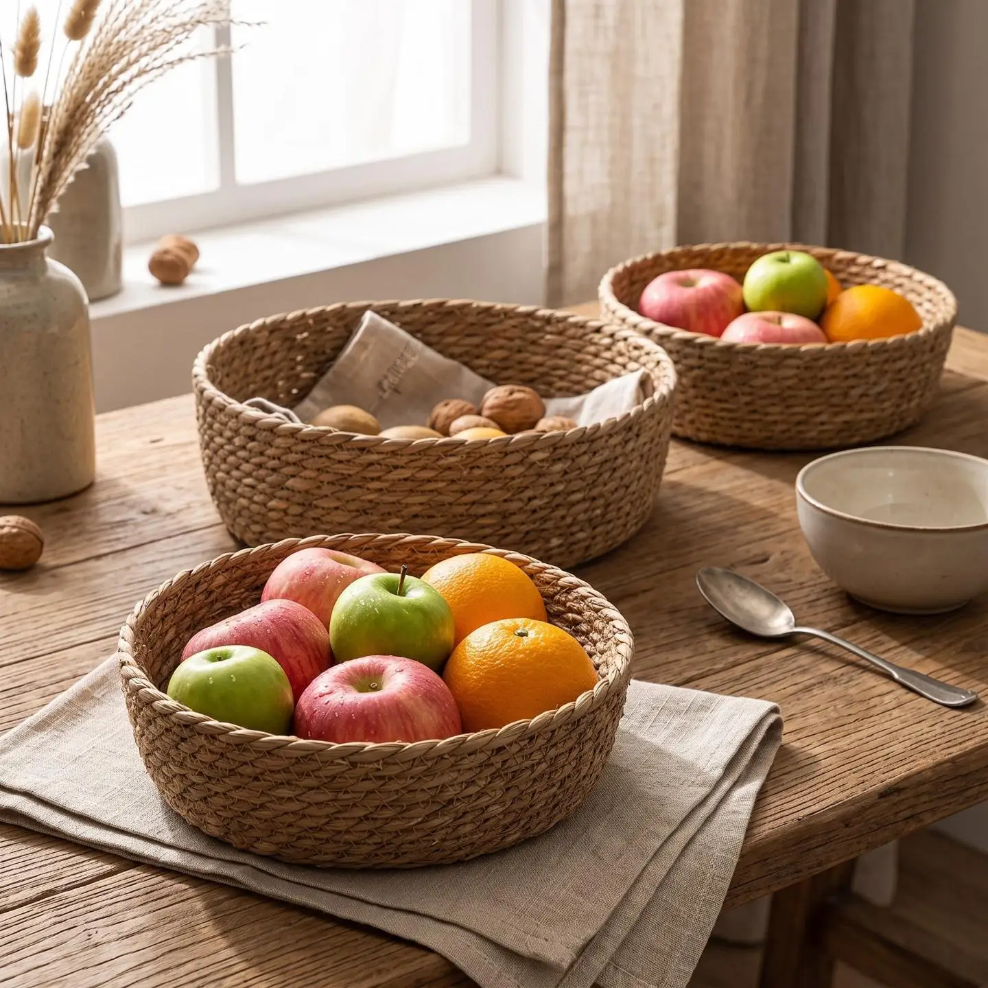 woven-basket-storage-basket-grass-woven-fruit-decoration-storage-snack-tabletop-basket-home-organization-utility-basket