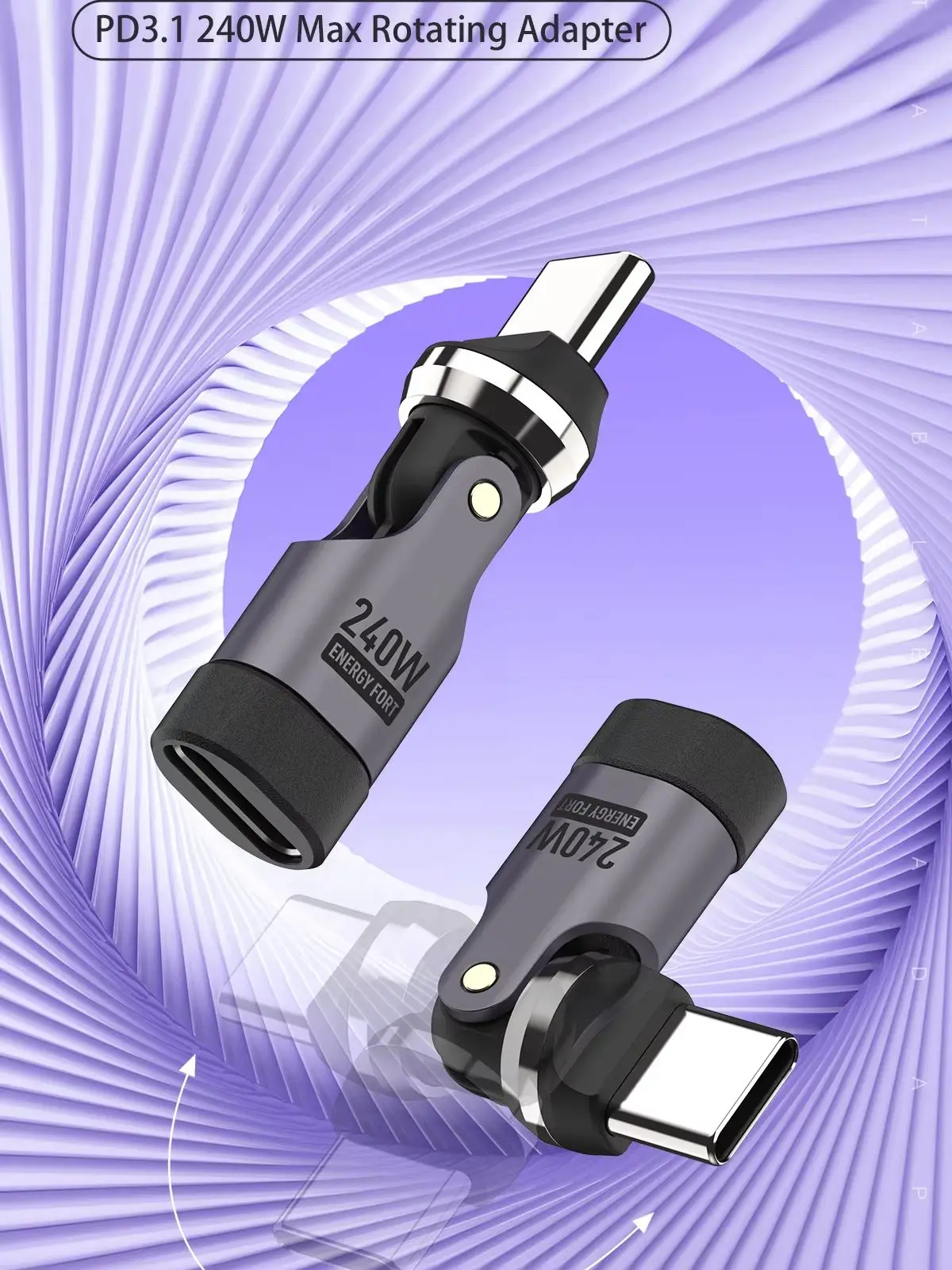 Adapter OTG USB C PD240W Szybkie Ładowanie Transfer Danych 480Mbps Adapter Typu C 540 °   Obrotowe złącze do telefonu 17 Samsung — zdjęcie produktu 7