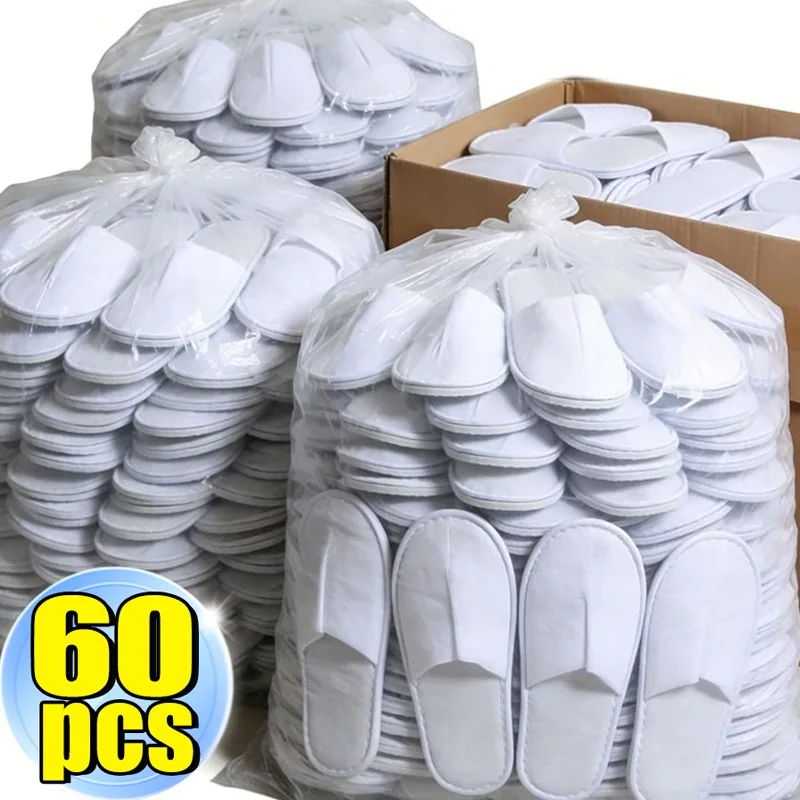2-30pairs Unisex White Disposable Slippers for Guest Non Slip Hotel Slippers Spa Slippers Bulk Indoor Slipper for Women Men