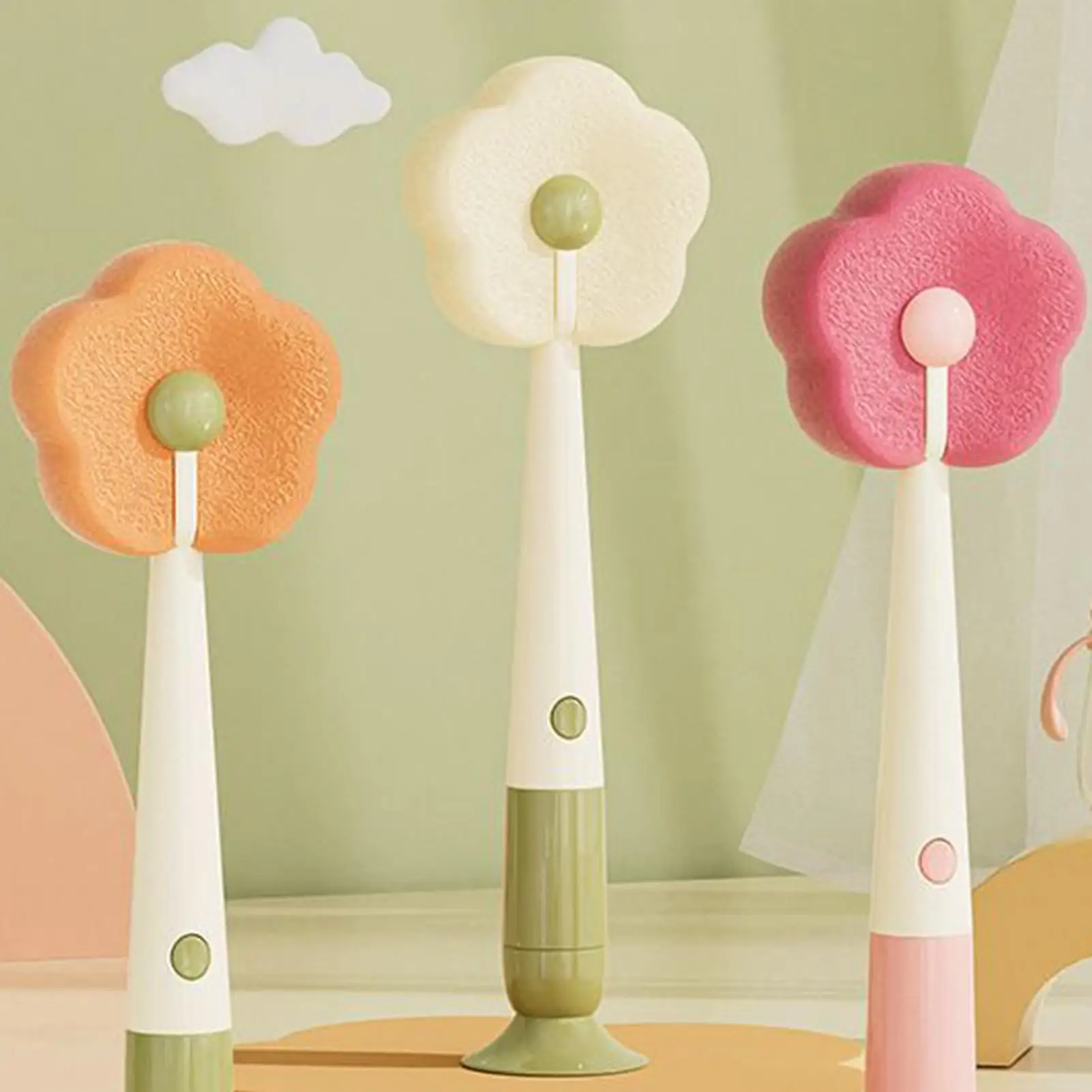 

Cup Brush Cleaner Cup Brush Sponge Suction Multifunctional Washer Flower-shaped Scrubber For Kitchen Sink Coffee Travel Wine