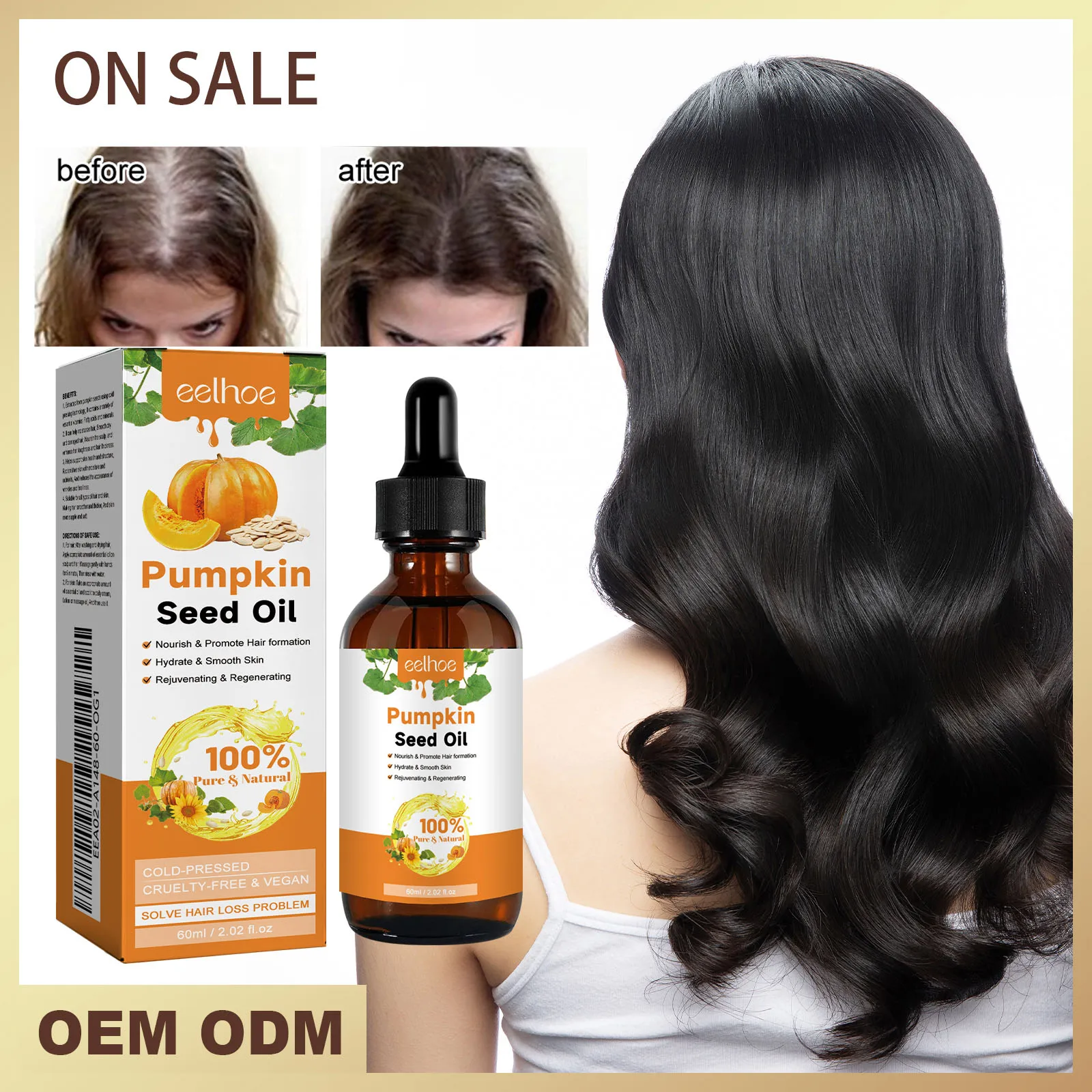 Pumpkin Seed Oil Repair Hair Roots Dense Hair Strengthening Smooth Strong Hair Hair Care Essential Oil