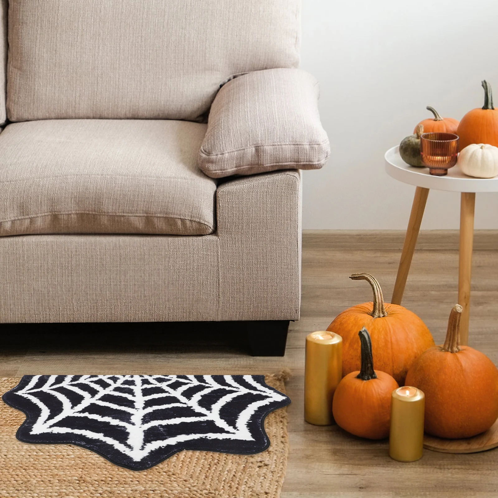 

Halloween Spiderweb Floor Mat Non-Slip Absorbent Bath Rug For Bathroom Kitchen Door Halloween Entrance Decoration Reusable