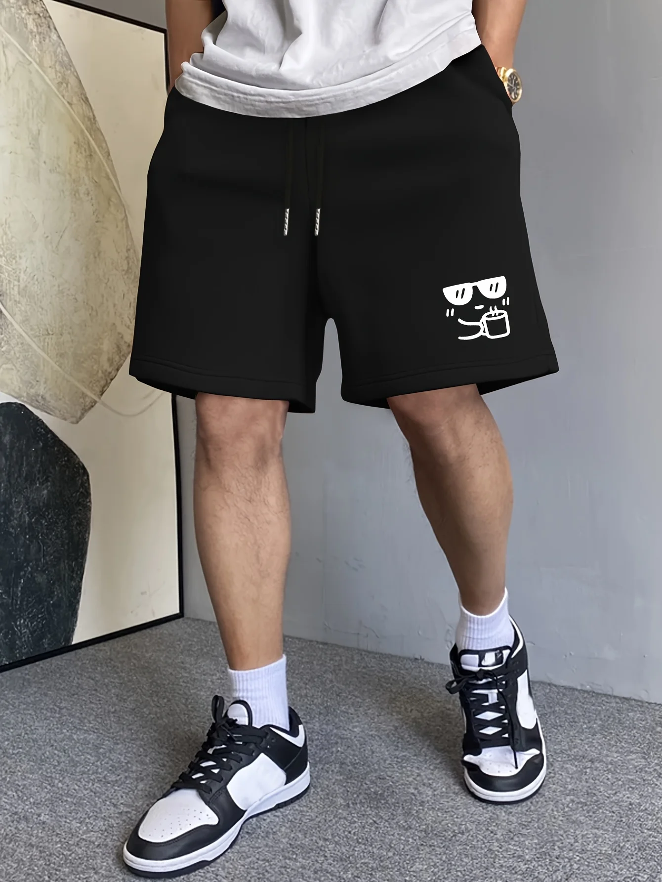 

Мужские летние повседневные шорты с мультяшным принтом, свободного кроя, с эластичным поясом и завязками, подходят для повседневной носки