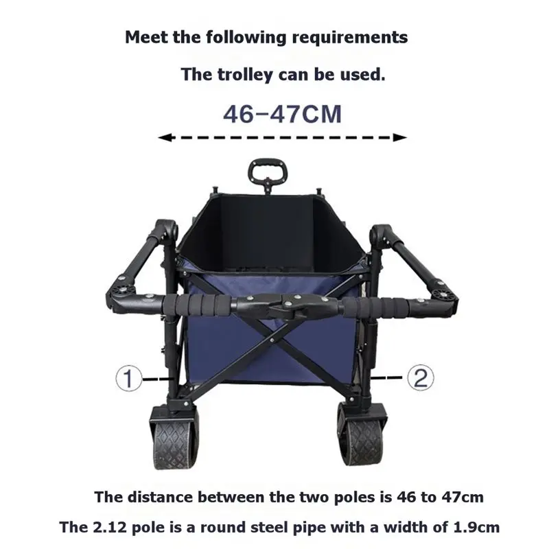 DT19-Adjustable Push Handle For Wagon With Hook And Loop Strips Foldable Design Ideal For Camping Canopy
